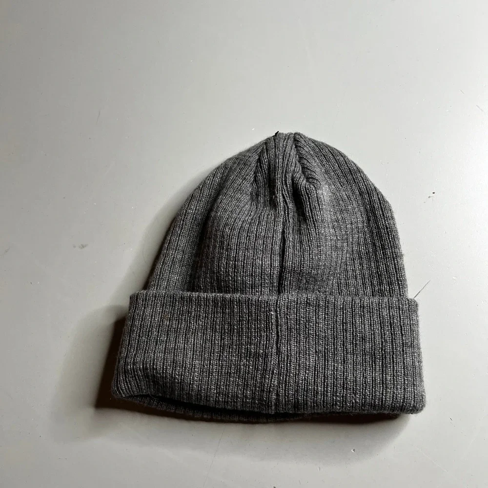 Jordan Youth Gray Ribbed Knit Beanie Jumpman Logo Cuffed Winter Hat 0604-GEH-421